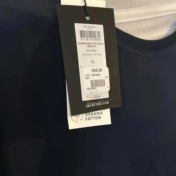 SELECTED HOMME ORGANIC COTTON BLUE  T SHIRT WITH RIBBED COLLAR.CONTRAST POCKET. - Picture 6 of 11